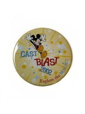 Disney Button Pin Cast Blast 2002 Explore The Magic Mickey Mouse Vintage Large
